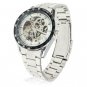 Stainless Steel Auto Mechanical Wrist Watch with See Through Interior (White Dial)