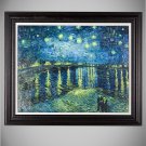 Van Gogh Starry Night over Rone Black Frame 30"X36"