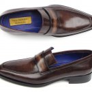 Paul Parkman Men's Loafer Bronze Hand Painted Shoes (ID#012)