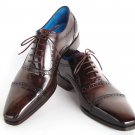 Paul Parkman Men's Captoe Oxfords Anthracite Brown (ID#024)