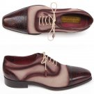 Paul Parkman Men's Captoe Oxfords Bordeaux / Beige (ID#024)