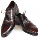 Paul Parkman Men's Captoe Oxfords Bordeaux & Brown (ID#024)