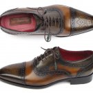 Paul Parkman Men's Captoe Oxfords Camel & Olive (ID#024)