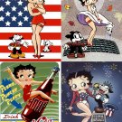 Lot Of 4 Betty Boop Nice Fabric Panel Quilt Squares