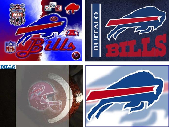 Lot Of 4 Buffalo Bills Football Fabric Panel Quilt Squares