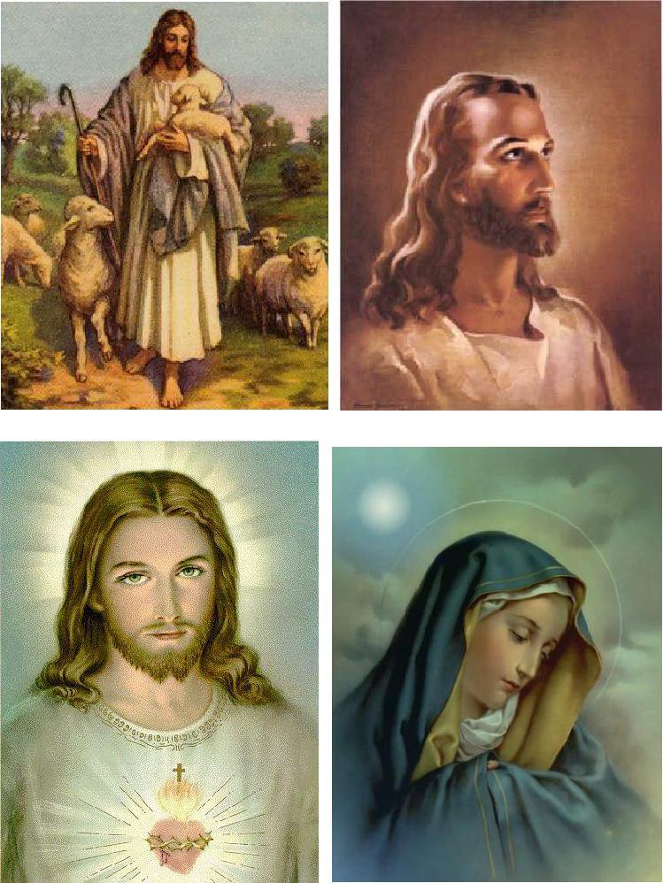 Lot Of 6 Religious Jesus Fabric Panel Quilt Squares