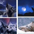 Lot Of 4 Wolf Wolves Fabric Panel Quilt Squares