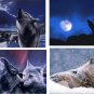 Lot Of 4 Wolf Wolves Fabric Panel Quilt Squares