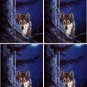 Lot Of 4 Wolf By A Tree Wolves Fabric Panel Quilt Squares