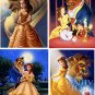 Lot Of 4 Beauty And The Beast Fabric Panel Quilt Squares