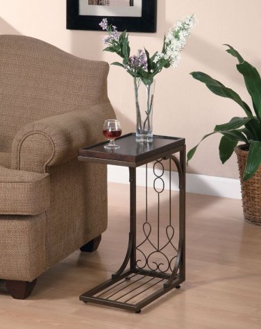 Snack Table end table Burnished Copper Base Traditional design decor family