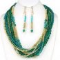 Long Multi Strand Necklace With Earring Set