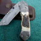 Custom Hand Made Marvelous Damascus Steel Folding Knife (HK-219)
