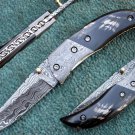 ONE OF A KIND CUSTOM MANUFACTURED HANDMADE DAMASCUS STEEL FOLDING KNIFE (HK-459