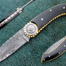 HANDMADE CUSTOM MANUFACTURED DAMASCUS STEEL BEAUTIFUL FOLDING KNIFE (HK-461)