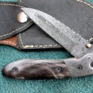 HANDMADE CUSTOM MANUFACTURED BEAUTIFUL DAMASCUS STEEL POCKET KNIFE (HK-453