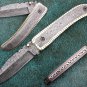 ONE OF A KIND HANDMADE CUSTOM MANUFACTURED DAMASCUS STEEL RARE FOLDING KNIFE