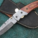 ONE OF A KIND HANDMADE CUSTOM MANUFACTURED DAMASCUS STEEL FOLDING KNIFE (HK-438)