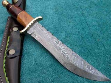 CUSTOM MANUFACTURED HANDMADE BEAUTIFUL DAMASCUS STEEL HUNTING BOWIE KNIFE