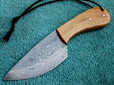 HANDMADE CUSTOM MANUFACTURED DAMASCUS STEEL SKINNING KNIFE (HK-252)