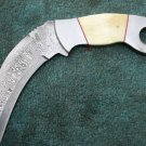 HANDMADE CUSTOM MANUFACTURED DAMASCUS STEEL FULL TANG KARAMBIT HUNTING KNIFE