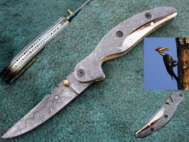 HANDMADE CUSTOM MANUFACTURED WCHSK DAMASCUS STEEL FOLDING KNIFE (HK-469)