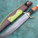 STUNNING  HANDMADE CUSTOM MANUFACTURED DAMASCUS STEEL HUNTING BOWIE KNIFE .