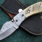 CUSTOM MANUFACTURED HANDMADE DAMASCUS STEEL FOLDING KNIFE (HK-390-7)
