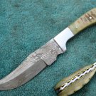 BEAUTIFUL CUSTOM MANUFACTURED HANDMADE DAMASCUS STEEL SKINNING  KNIFE BY WCHSK