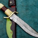 BEAUTIFUL CUSTOM MANUFACTURED  HANDMADE DAMASCUS STEEL HUNTING BOWIE KNIFE WCHSK