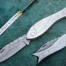 ONE OF A KIND CUSTOM MANUFACTURED  DAMASCUS STEEL FOLDING KNIFE (HK-334-3)