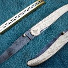 BEAUTIFUL CUSTOM MANUFACTURED HANDMADE DAMASCUS STEEL FOLDING  POCKET KNIFE.