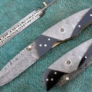 ONE OF A KIND CUSTOM MANUFACTURED HANDMADE DAMASCUS STEEL FOLDING KNIFE WCHSK