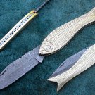 ONE OF A KIND CUSTOM MANUFACTURED DAMASCUS STEEL FOLDING KNIFE (HK-334.-6)