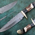 HANDMADE CUSTOM MADE DAMASCUS STEEL FULL TANG WCHSK HUNTING KNIFE (HK-491)