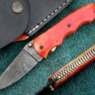 WCHSK HANDMADE CUSTOM MANUFACTURED  DAMASCUS STEEL POCKET FOLDING KNIFE (HK-143)