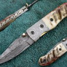 HANDMADE CUSTOM MANUFACTURED DAMASCUS STEEL BEAUTIFUL FOLDING KNIFE (HK-424-2)