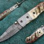 HANDMADE CUSTOM MANUFACTURED DAMASCUS STEEL BEAUTIFUL FOLDING KNIFE (HK-424-2)