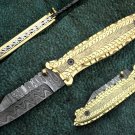 ONE OF A KIND CUSTOM MANUFACTURED HANDMADE DAMASCUS STEEL FOLDING KNIFE (HK-432)