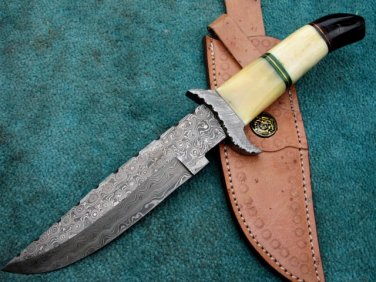 CUSTOM MADE BEAUTIFUL DAMASCUS STEEL HUNTING RARE BOWIE KNIFE