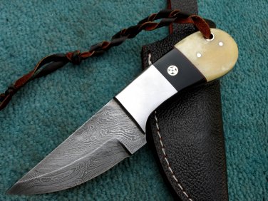 BEAUTIFUL HANDMADE CUSTOM DAMASCUS STEEL FULL TANG  SKINNER KNIFE BY WCHSK