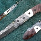 HANDMADE CUSTOM MANUFACTURED DAMASCUS STEEL POCKET FOLDING KNIFE (HK-451)
