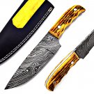 SUPERB CUSTOM HAND MADE DAMASCUS FULL TANG HUNTING KNIFE / SKINNER KNIFE