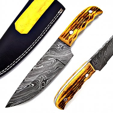 SUPERB CUSTOM HAND MADE DAMASCUS FULL TANG HUNTING KNIFE / SKINNER KNIFE