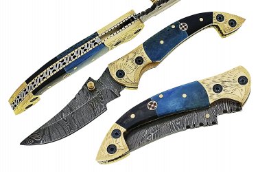 GORGEOUS CUSTOM HANDMADE DAMASCUS STEEL FOLDING POCKET KNIFE