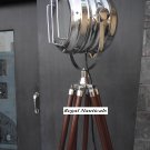 DESIGNER' ELECTRIC FLOOR SPOTLIGHT WITH BROWN WOOD TRIPOD STAND POLISHED