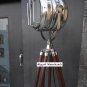 DESIGNER' ELECTRIC FLOOR SPOTLIGHT WITH BROWN WOOD TRIPOD STAND POLISHED