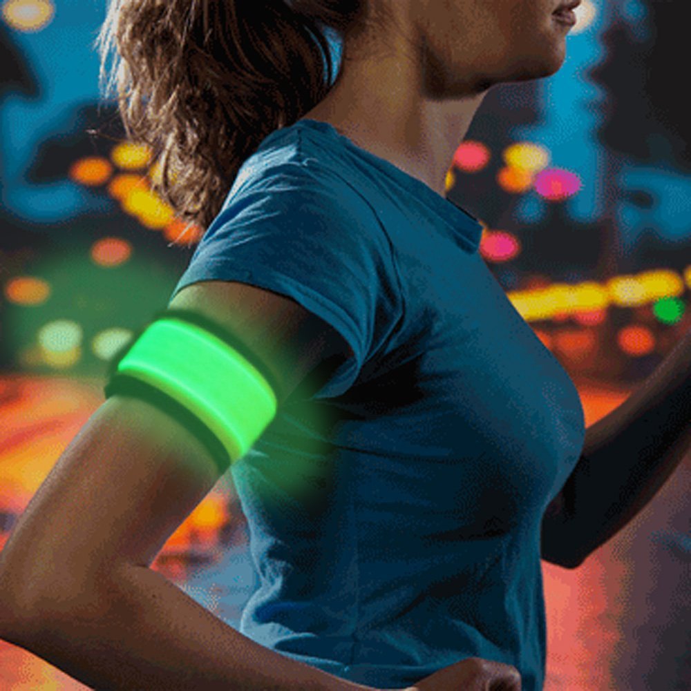 LED Slap Armband, Lights for Running (Green or Yellow)