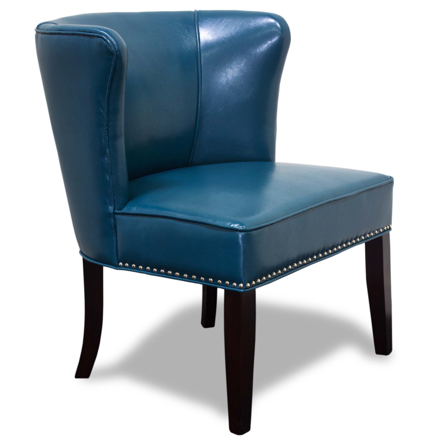 581– Blue Faux Leather Contemporary Living Room 2 Pcs Accent Chair