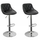 WY523 – Claire 2 Pcs Faux Leather Adjustable Swivel Barstool (Black)
